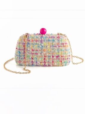 JuJu Loves Poppi Bag/Clutch Cotton Candy Tweed NWT